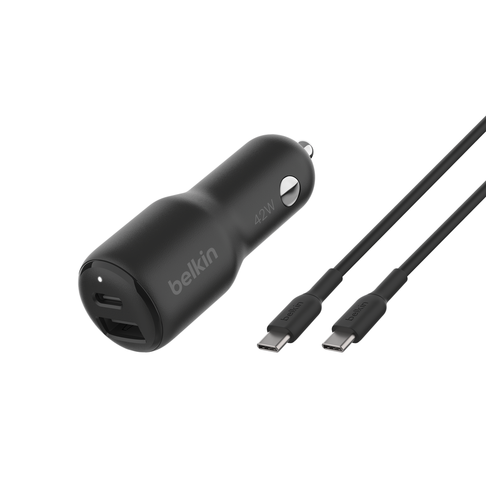Dual Car Charger 42W + USB-C to USB-C Cable